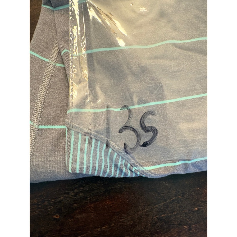 Lululemon Run First Base Tank Grey Mint Green Striped Racerback Athletic Top 12 - Picture 7 of 7